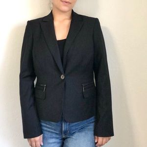 Calvin Klein Black Striped Single Breasted Blazer Jacket